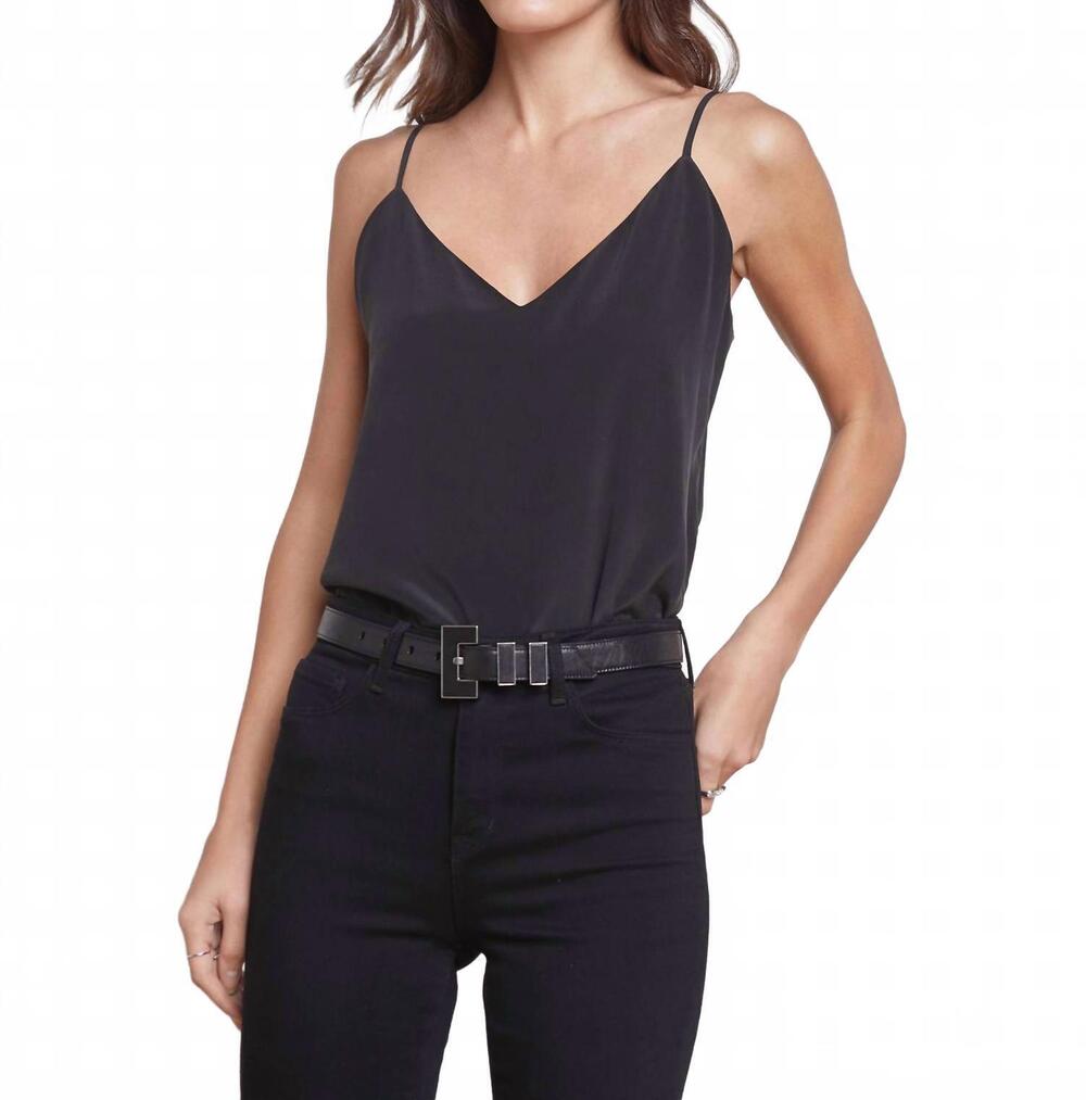 NEW L'AGENCE jane spaghetti strap top in black
